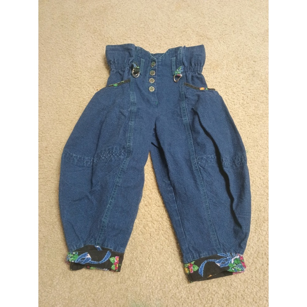 Vintage Bernadettes Biscotti Overalls Jumper Strapless Floral Print Girls Size 4